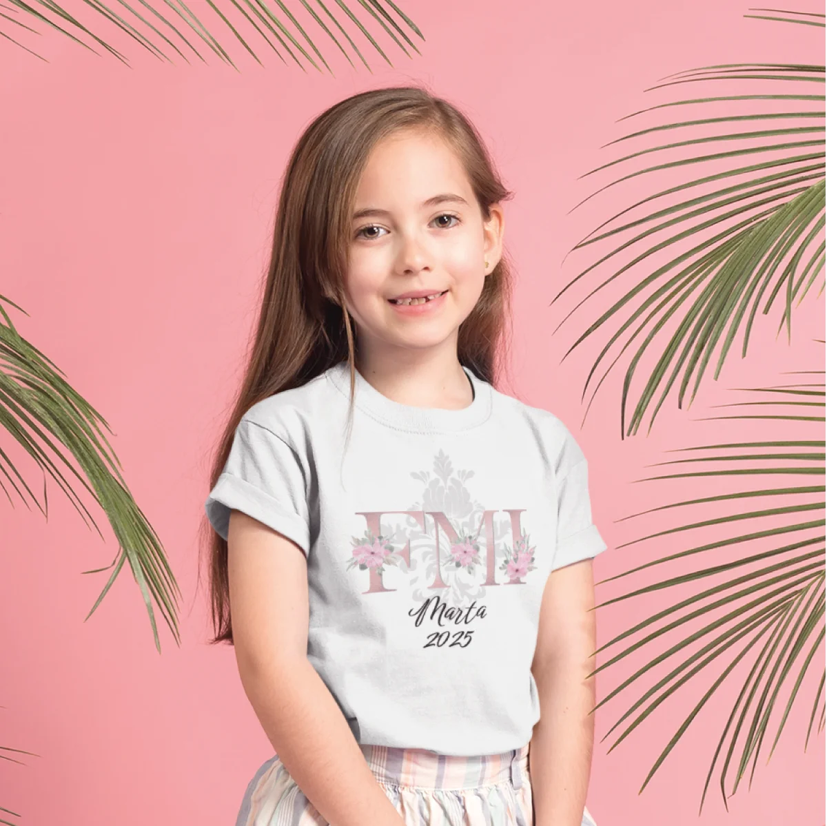Camiseta fallera Damasco FM y FMI Personalizada mujer y niña "inicial+ Nombre" - Imagen 6