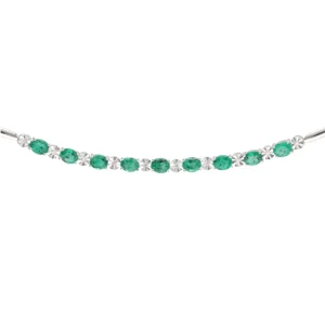 Pulsera Oro Blanco Esmeraldas y Brillantes PU12818